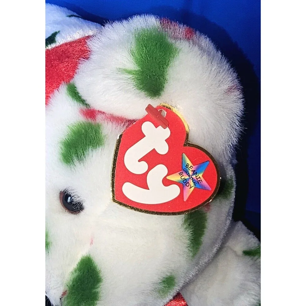 NEW Ty Beanie Buddy VTG Holiday Teddy Bear Holly Christmas Plush 14